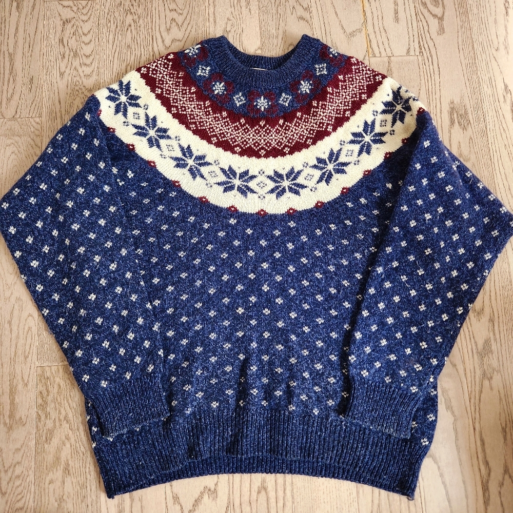 Northern Reflections Vintage Fair Isle Wool Blend Crewneck Sweater